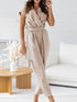 Surplice Cap Sleeve Tie Waist Jumpsuit - Odaingerous